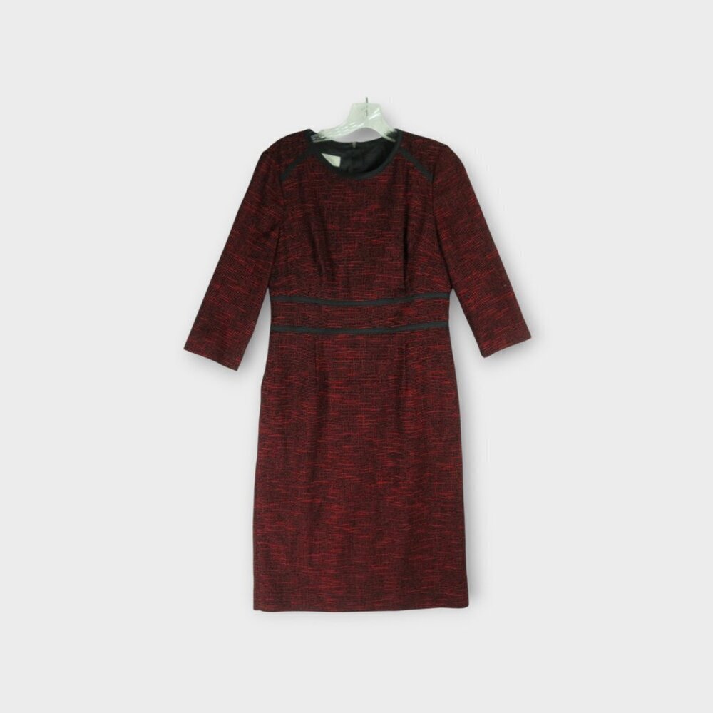 Hobbs of London Florrie Tweed Sheath Business Dress Size 8 Red 1/2 Sleeve